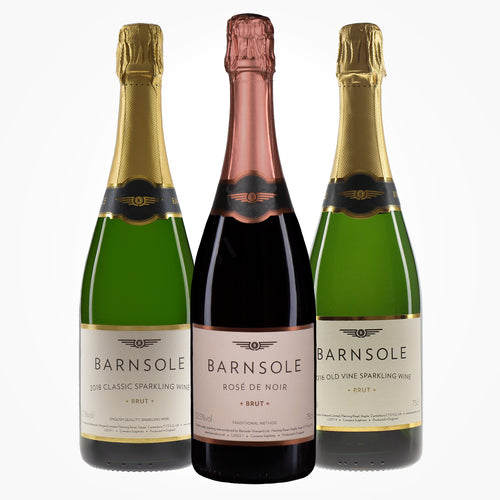 3 bottles, English Sparkling Wine Experience Pack, 1 x Classic Sparkling Wine, 1 x Rose du Noir Sparkling Wine, 1 x Old Vine Sparkling Wine